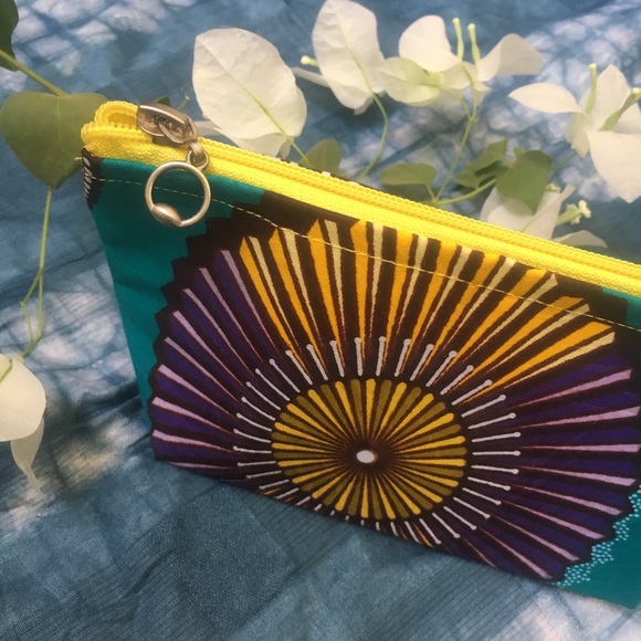 African wax make up catch all pouch bag zipper top - Picture 6 of 8